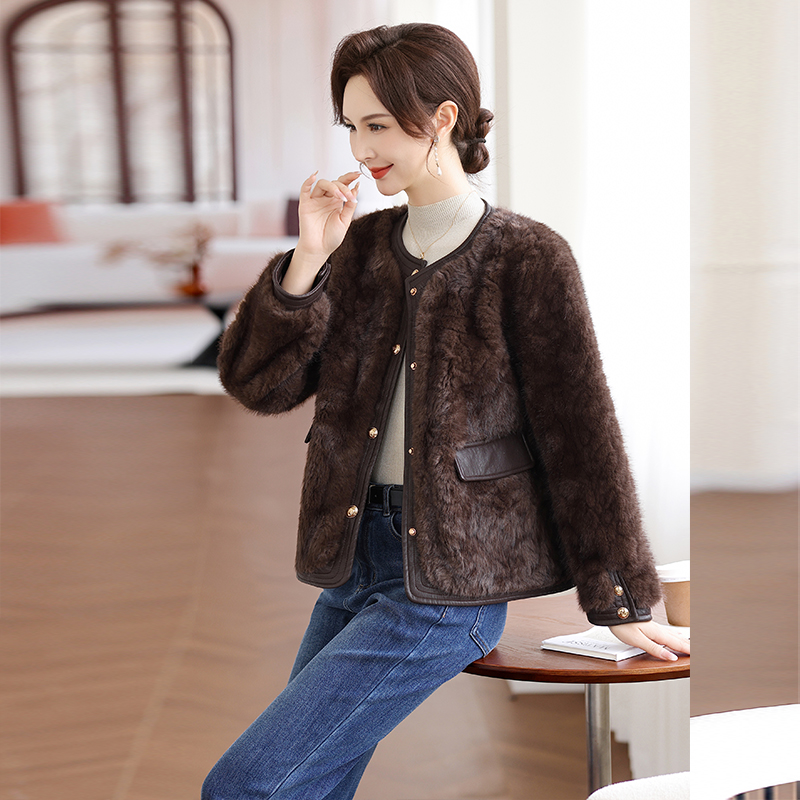 高级感时尚圆领加厚洋气棉服外套