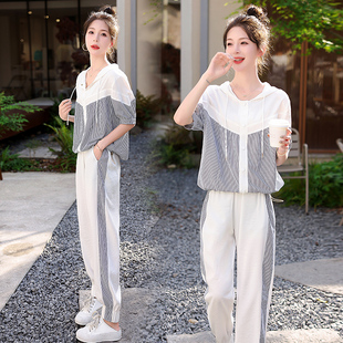 夏天套装女款2025新款两件套时尚网红爆款炸街时髦洋气休闲运动套