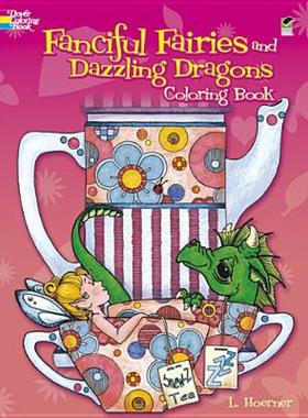 【预售】Fanciful Fairies and Dazzling Dragons Coloring Book