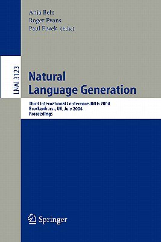 【预售】Natural Language Generation: Third International