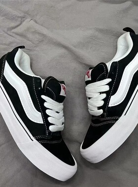 Knu skool经典款黑白帆布鞋胖胖面包鞋麂皮反绒皮男女板鞋休闲鞋