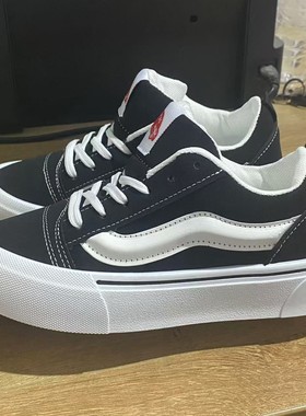 Knuskool美式复古反绒皮胖胖面包鞋经典款黑白麂皮男女板鞋休闲鞋