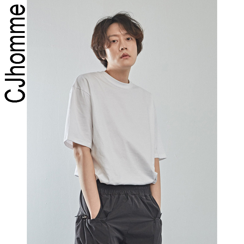 CJHOMME 夏季韓版ins寬松落肩短袖男2020流行男士棉T恤薄流行百搭在類目 男裝, T恤中 - 來自Buy2taobao.com提供專業的淘寶代購服務