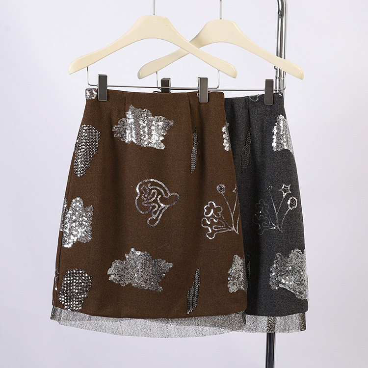高级感亮片钉钻毛呢五分中裙女2026春新款a字高腰拼接短款半身裙,女装/女士精品,半身裙,淘宝优惠券,粉丝福利购,淘宝优惠卷