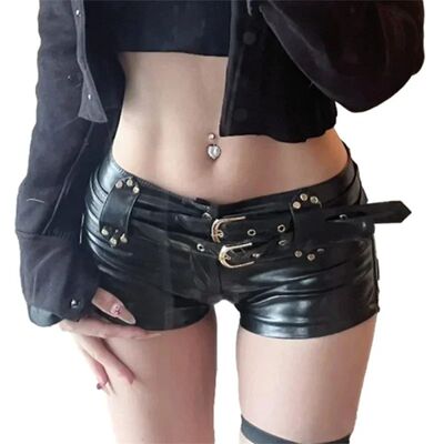 Women Sexy Side Zipper Splicing Ultra Short Shorts Low Waist