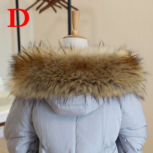 Multicolor Winter Hood Fur Decor Warm Faux Fur Scarf Women C
