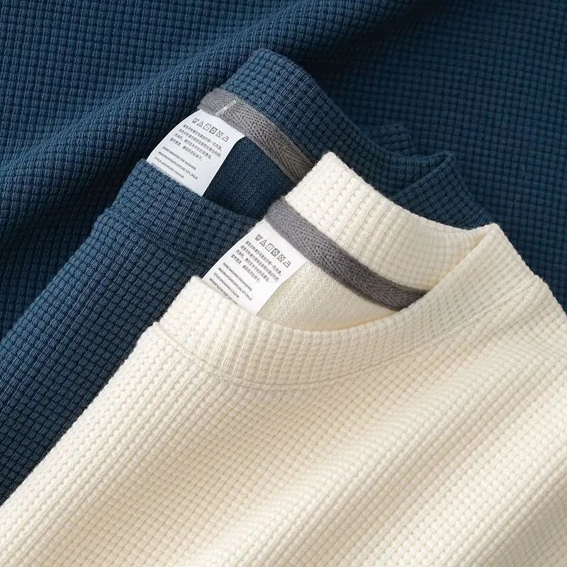 Men's New Summer Waffle Round Neck Short Sleeve T-Shirt Comf