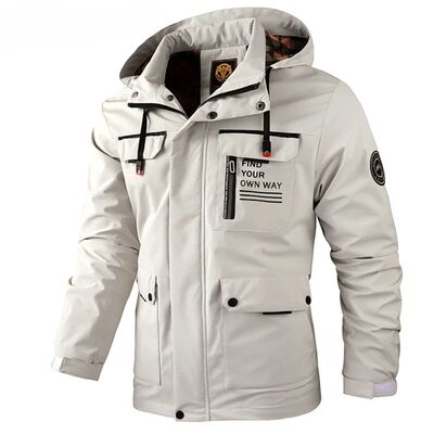 Fashion Men's Casual Windbreaker Jackets Hooded Jacket Man W