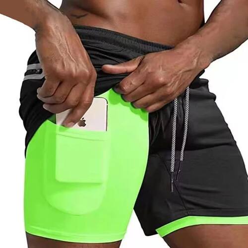 Men Sport Shorts  Sportswear Double-deck Running Shorts 2 In