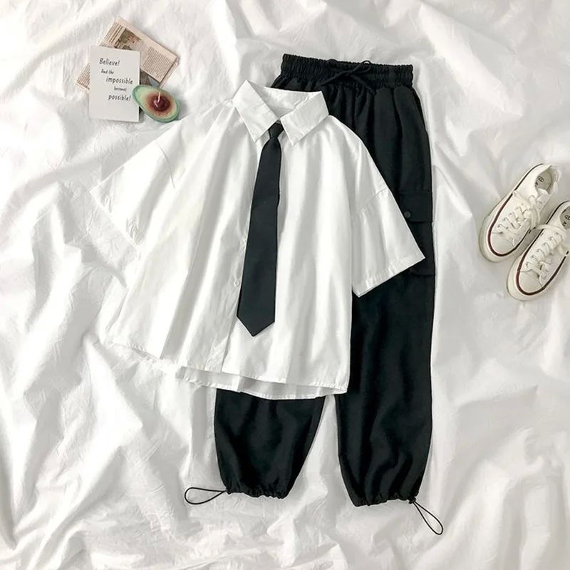 DAYIFUN 2025 White Shirt Women Blusas Short Sleeve Lapel Blo