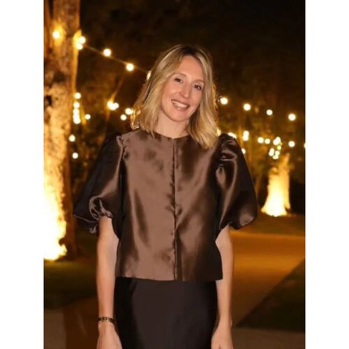Women's Fashion Spring Summer Shirt Casual Satin Bubble Slee