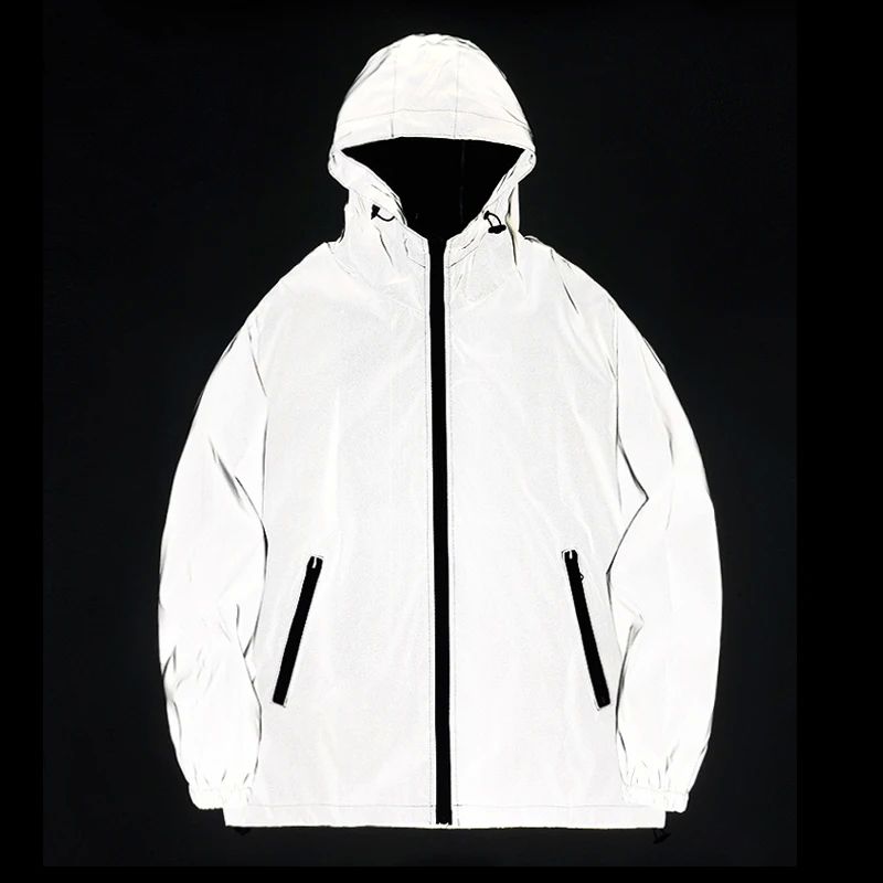Night Reflective Jackets Double fabric Windbreaker Hooded Ja