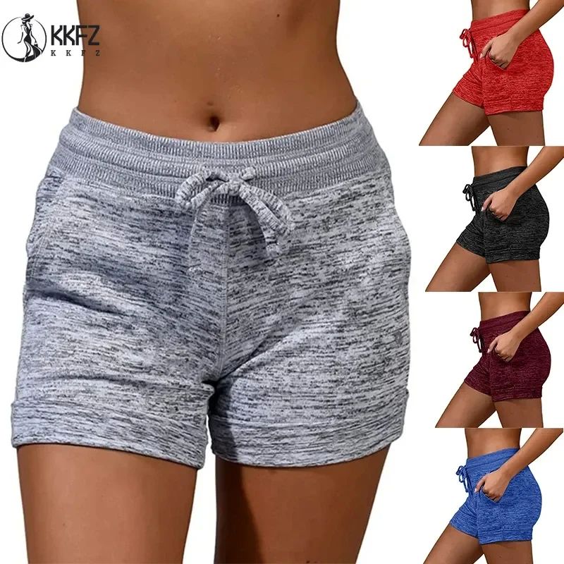 Solid Slant Pocket Drawstring Shorts Casual Elastic Waist Fi