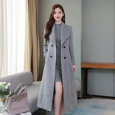 Plus Size Women's Overcoat Long Thickened Woolen Coat Long C