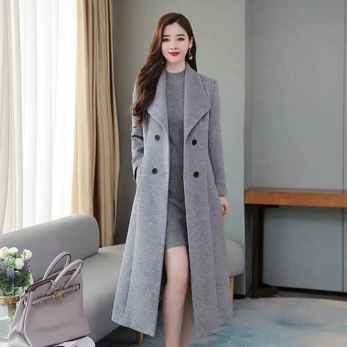 Plus Size Women's Overcoat Long Thickened Woolen Coat Long C