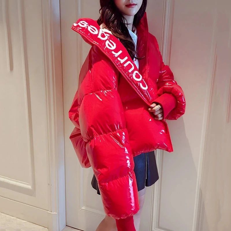 New Glossy Down Cotton Jacket Ladies Autumn Winter Keep Warm