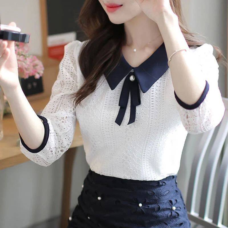 Women's Spring Autumn Style Lace Blouses Shirt Women Peter P