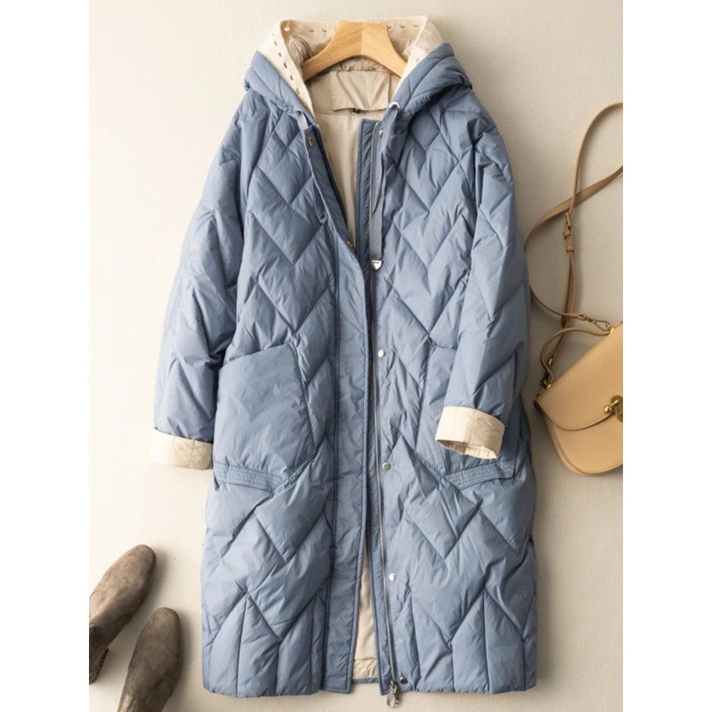 Lightweight Down Jacket Women Loose Casual Hooded Winter Lon