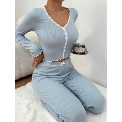 2024 Autumn Winter Homewear Pajamas Set for Women Long Sleev