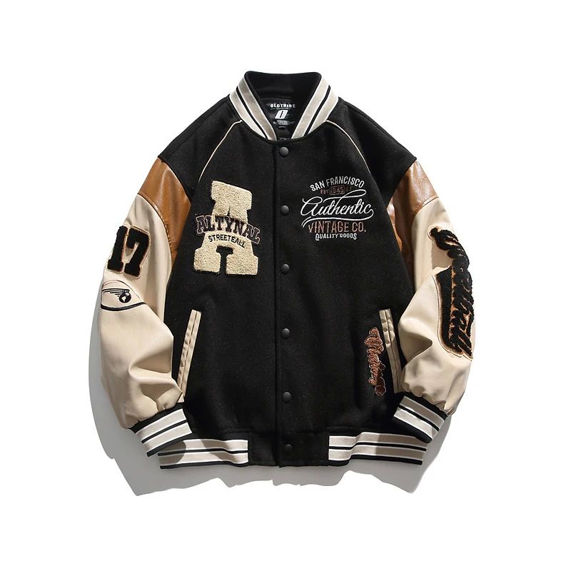 2024 Men's Baseball Jacket Casual Splicing Embroidery Baseba