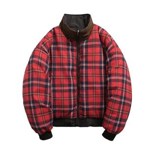 sided Plaid Contrasting American Double Women jacket Retro