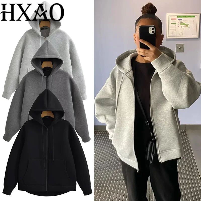 HXAO Hoodie Woman Outerwears Long Sleeve Demi-Season Women J