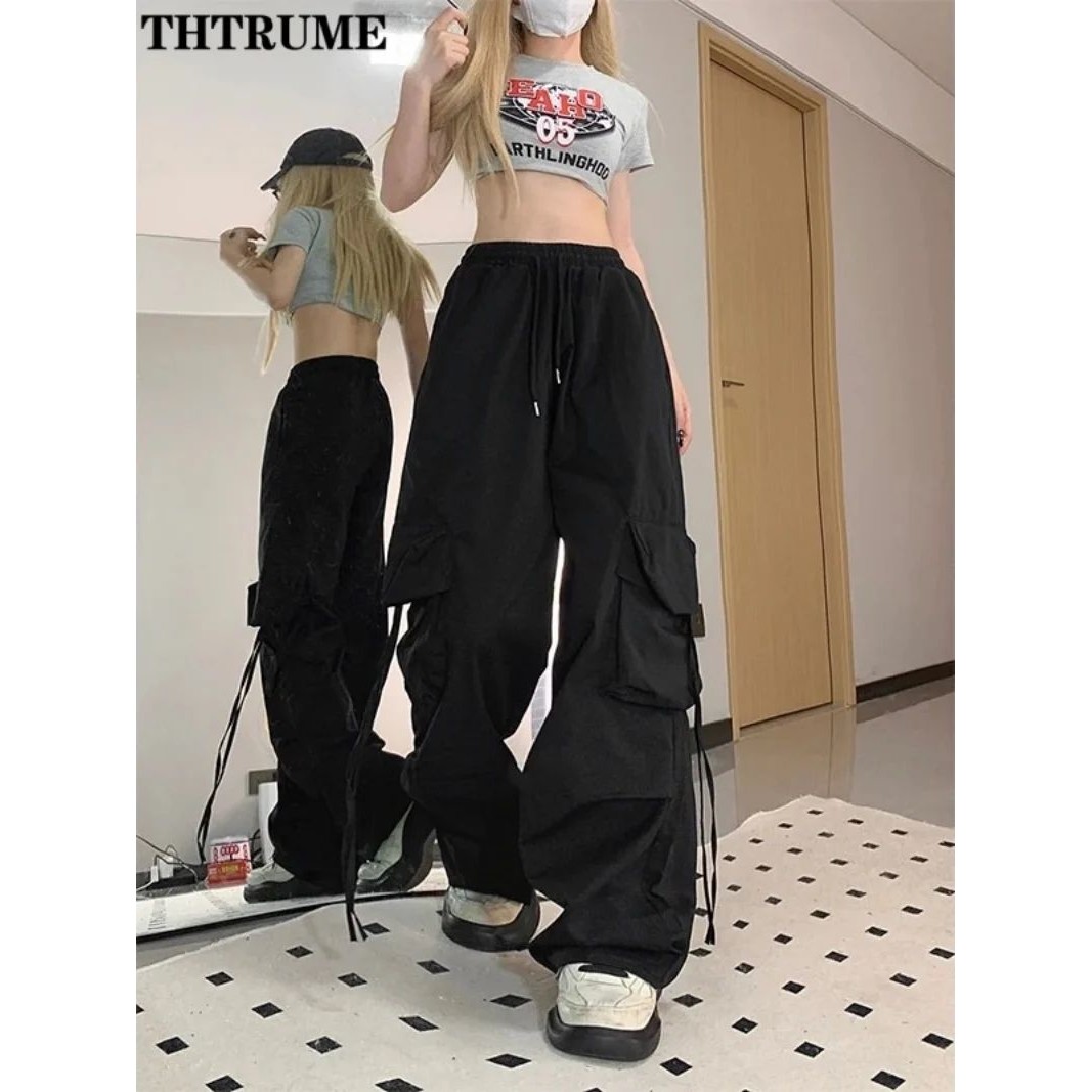 Retro Vintage High Street Baggy Pants Fashion Women Oversize