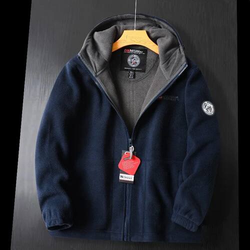 2024 Brand Winter Fleece Jacket Men's Casual Thickened Wool