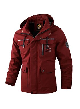 Fashion Men's Casual Windbreaker Jackets Hooded Jacket Man W