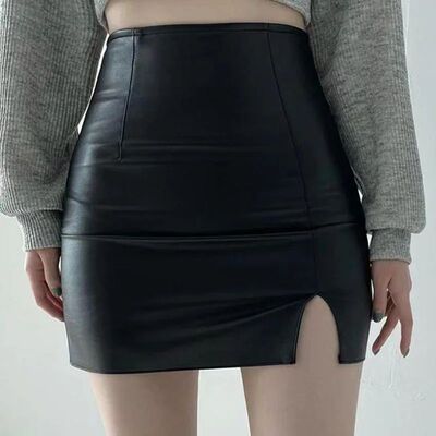 Xpqbb Balck PU Leather Mini Skirt Women Sexy Skinny High Wai