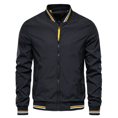 Spring Summer Bomber Jacket Men Black Casual Slim Fit Baseba
