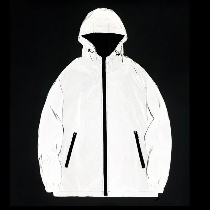 New Men's Night Reflective Jackets Windbreaker Double Fabric
