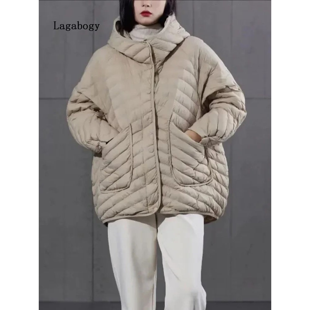 Lagabogy 2024 Winter Ultra Light Puffer Jacket Women 90% Whi