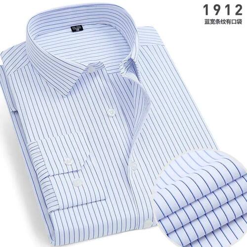 Spring New Men's Striped long-sleeved Shirt Non-ironing Anti