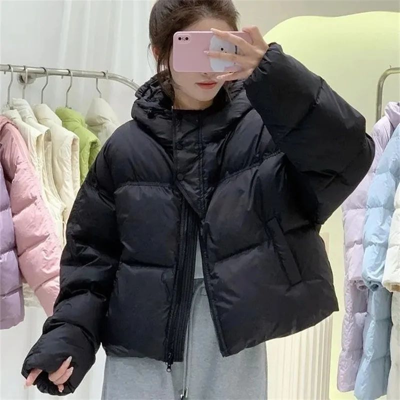 Winter Puffer Jackets Women Thick Warm Cotton Solid Padded C