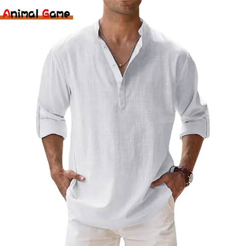 New Cotton Linen Shirts for Men Casual Shirts Lightweight Lo