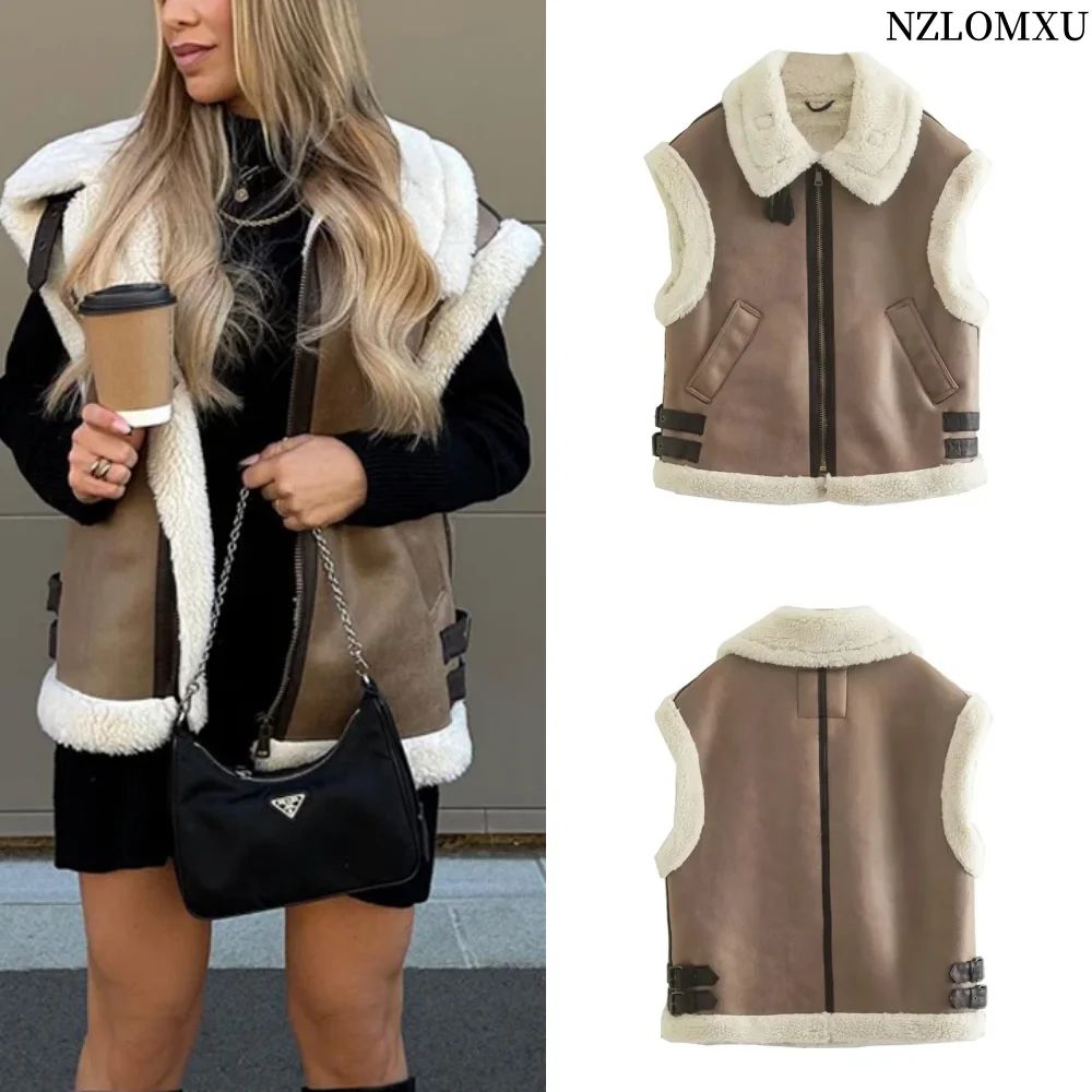 Fur Vest Warm Women's Vest Sleeveless Jacket Autumn Winter F