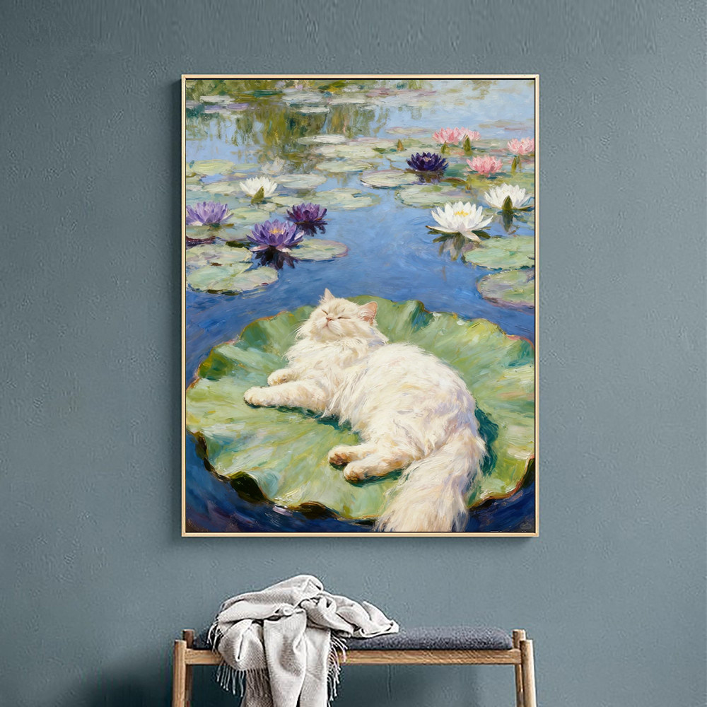 宝藏湾 数字油画diy莫奈芳境喵踪唯美治愈高级填色多色填充数字画