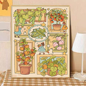 宝藏湾 数字油画diy蔬果日记可爱系填色画多色填充数字画独家挂画