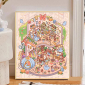 宝藏湾 裁缝小铺填色画多色填充数字画挂画 数字油画diy灰姑娘