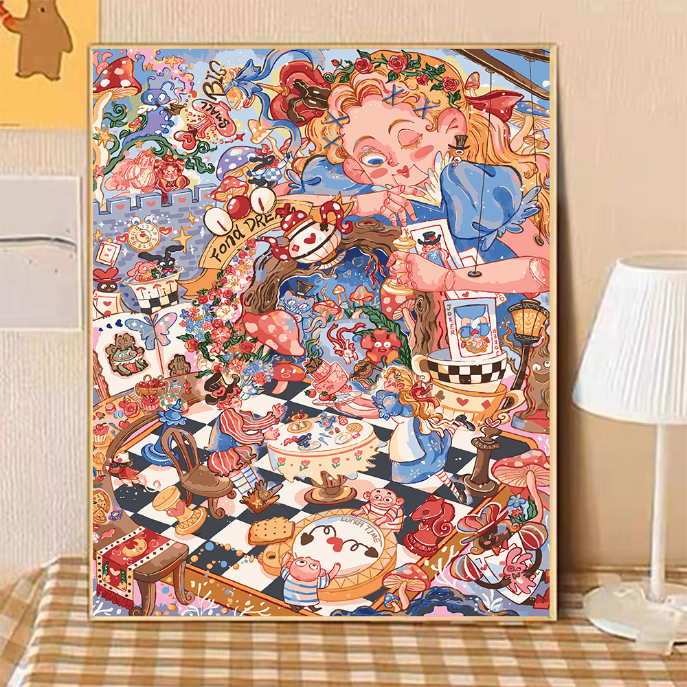 宝藏湾 数字油画diy爱丽丝美梦手工填色油彩画治愈系装饰画数字画