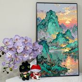 宝藏湾 数字油画diy江山妩媚肌理画填充油画高难度装 饰画数字画