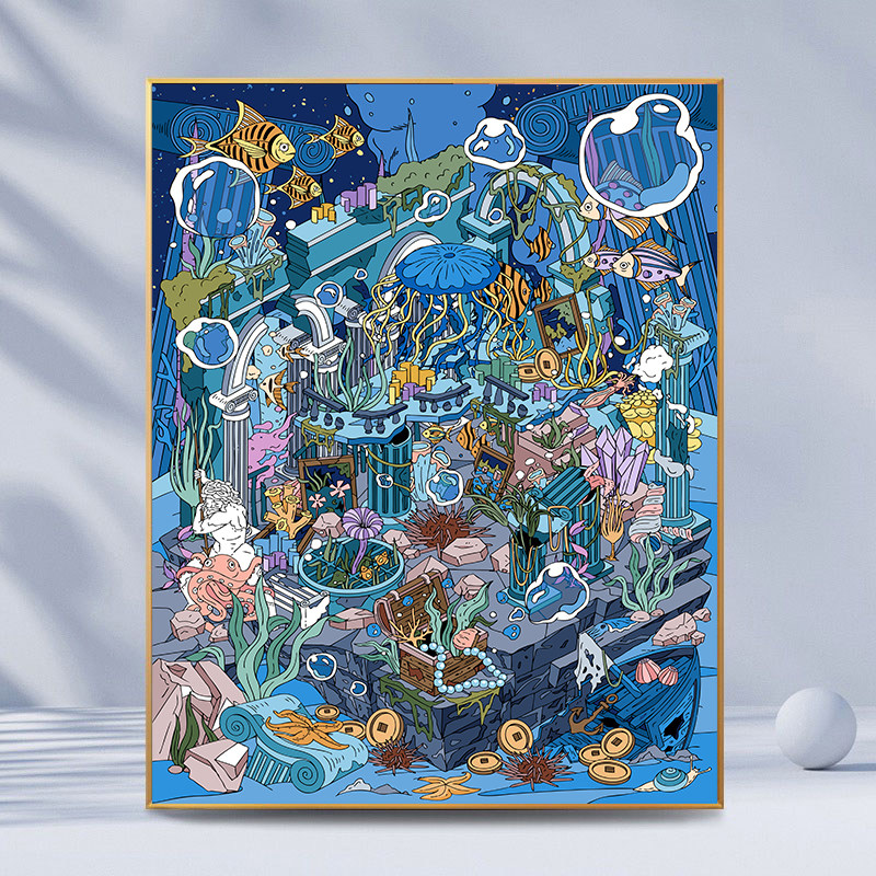 宝藏湾 数字油画diy亚特兰蒂斯可爱治愈填色多色填充数字画独家画,家居饰品,DIY/数字油画,淘宝优惠券,粉丝福利购,淘宝优惠卷