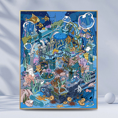 宝藏湾 数字油画diy亚特兰蒂斯可爱治愈填色多色填充数字画独家画