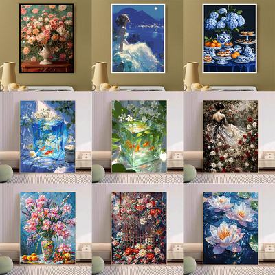 数字油画diy【肌理画合集】填充油画高难度挂画装饰画丙烯数字画