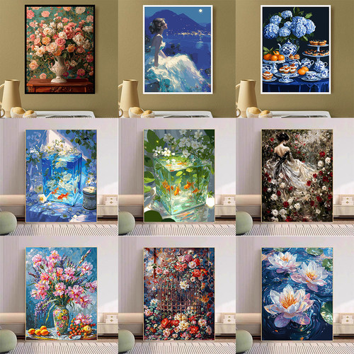 数字油画diy【肌理画合集】填充油画高难度挂画装饰画丙烯数字画