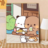 宝藏湾 饰画生日礼 数字油画diy一二布布情侣时光手工填色画客厅装