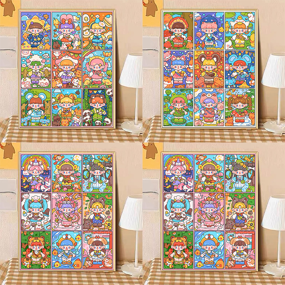 宝藏湾 diy数字油画【神奇的朋友合集】填充卡通填色油彩画数字画