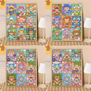 朋友合集 神奇 填充卡通填色油彩画数字画 diy数字油画 宝藏湾