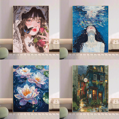 宝藏湾【8月肌理画上新合集】数字油画diy填充高难度多色油画独家